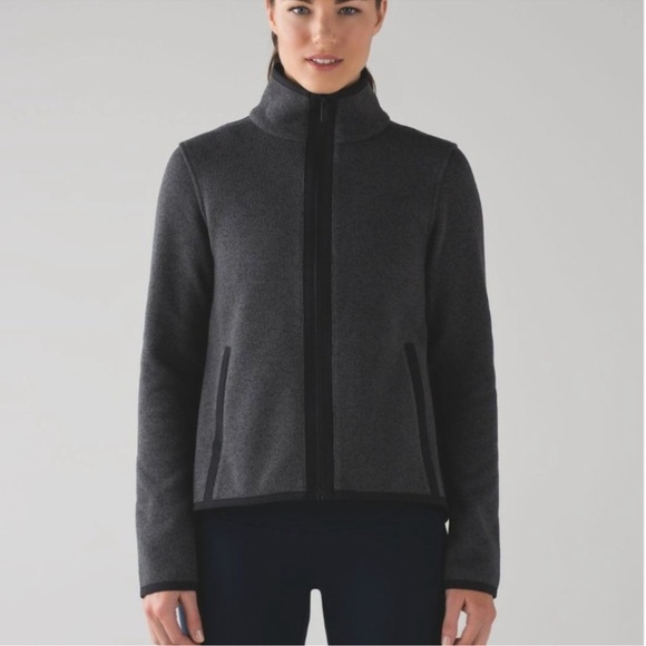 Lululemon Its Fleecing Cold Zip Up Heathered Black/Black Sz 6 - Picture 1 of 15